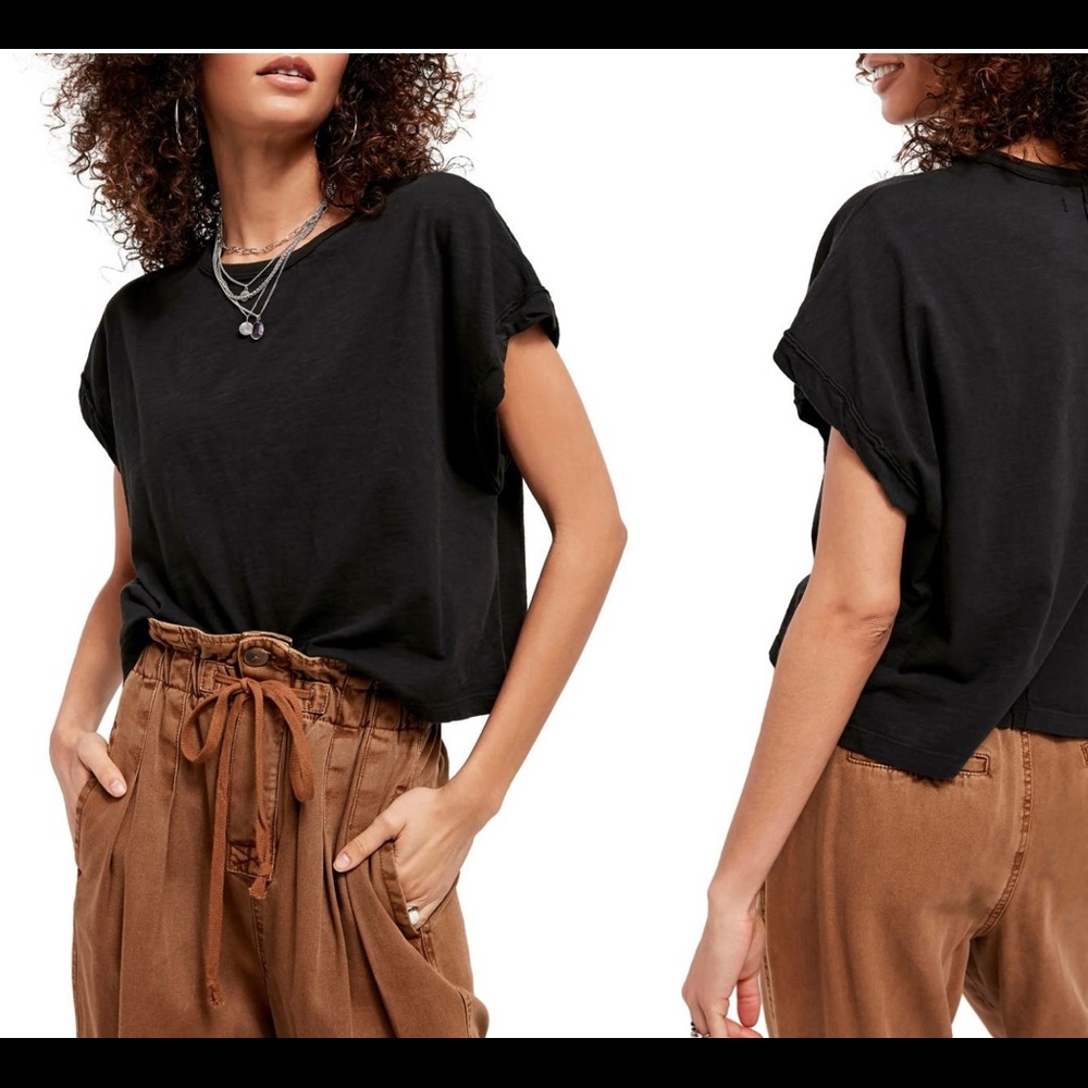 NWT Free People We The Free You Rock Black T-Shirt